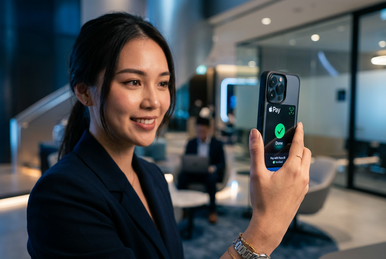 Χρήση Face ID για ασφαλή πληρωμή σε περιβάλλον καζίνο.